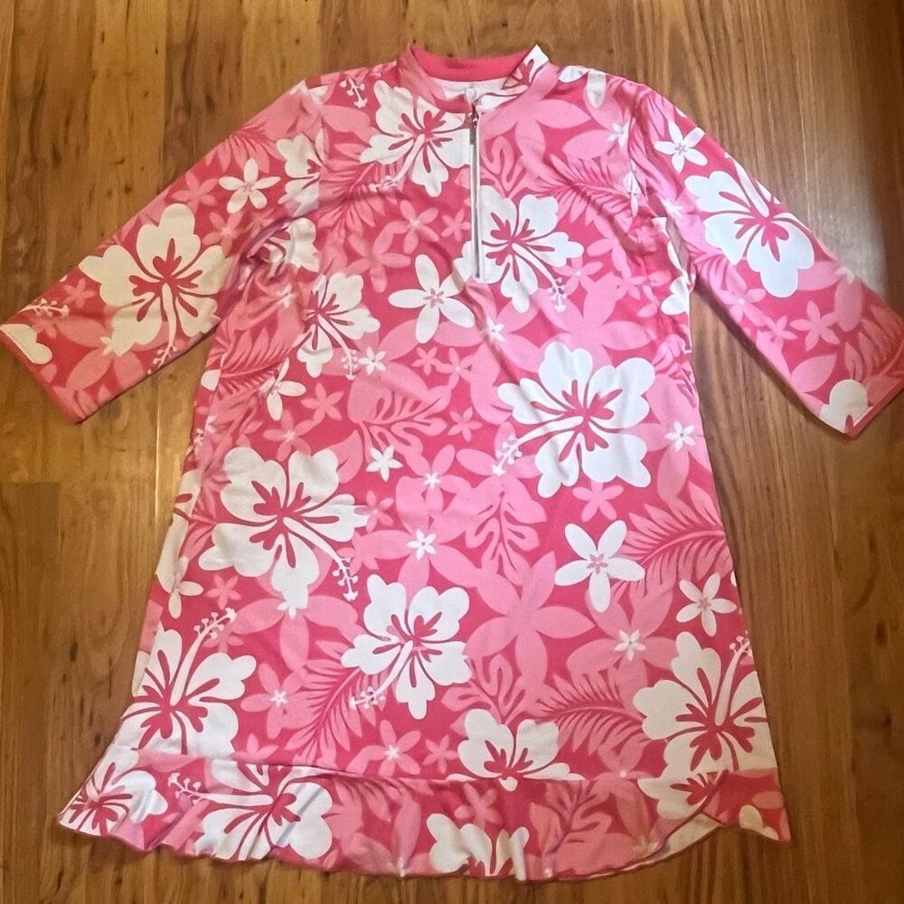 Ana Clara Active Emerson Sports Dress Laka Pjnk Floral 3/4 Zip SPF 50 Sz XXL NWT